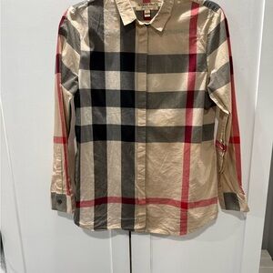 Burberry Beige and Red Plaid Shirt